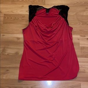 Pink lace shoulder tank top from Torrid